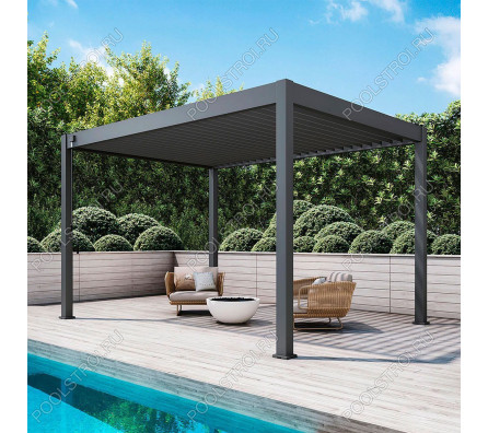 Пергола Aquaviva Модерн (к стене, руч. упр. ламелями, 3х6м, антрацит)